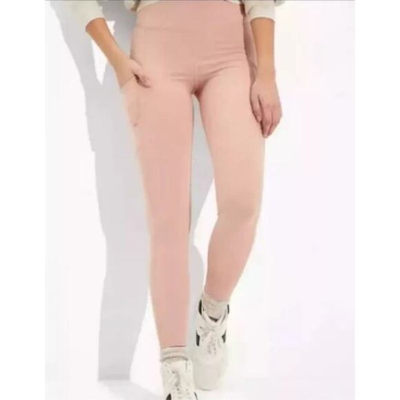 NWT American Eagle women’s L Leggings Everything Pocket High Waisted Dusty Pink - Picture 1 of 15